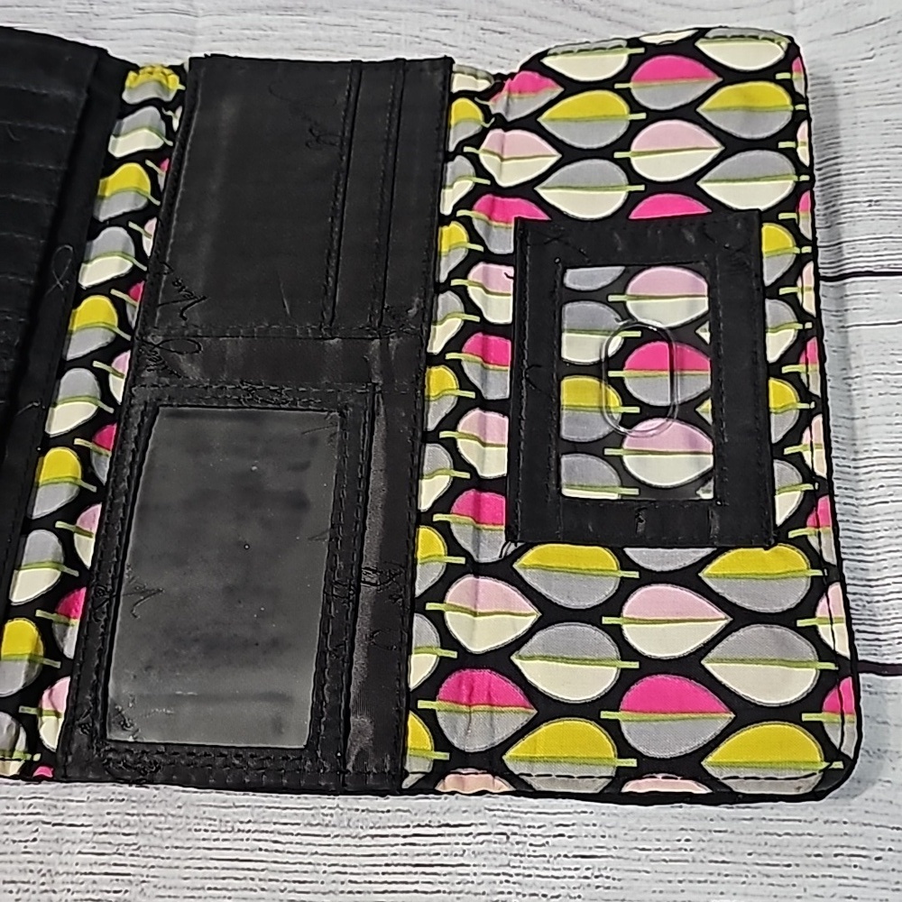 Vera Bradley wallet. Black/pink/cream/green/gray - Picture 9 of 9